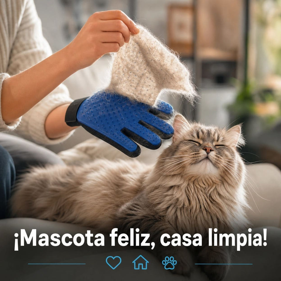 Guante de cinco dedos para quitar pelos de mascotas